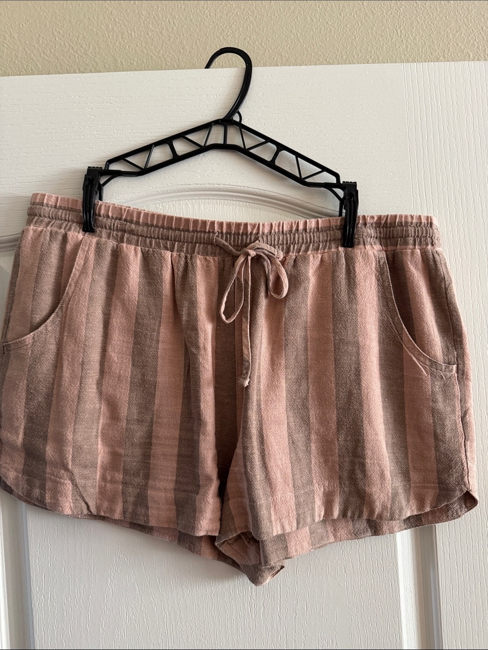 Universal Thread Pink and Brown Striped Drawstring Shorts
